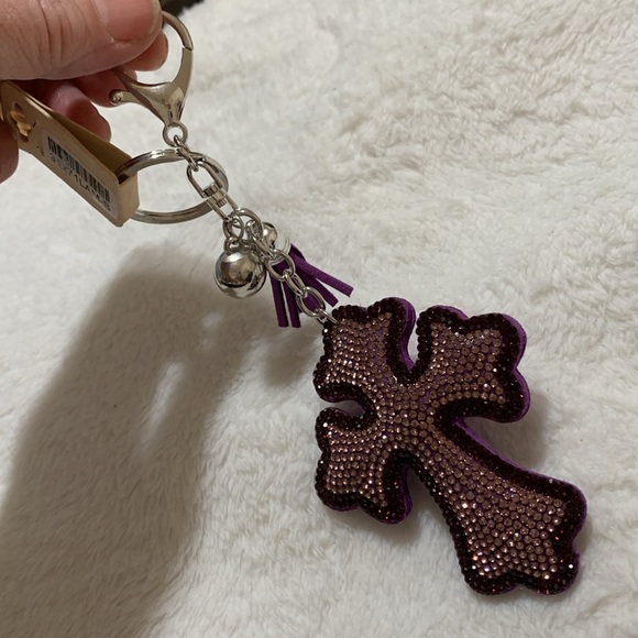 Rhinestone crystal cross keychain NEW purple - Picture 4 of 15